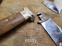 Vintage Case XX Combination Knife and Hatchet Axe Set Wood Handle Leather Sheath