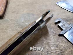 Vintage Case XX Combination Knife and Hatchet Axe Set Wood Handle Leather Sheath