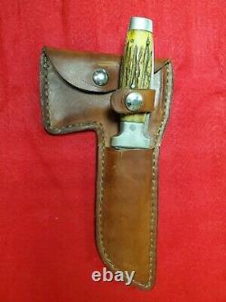 Vintage Case XX Stag Hunting Knife and Hatchet Combo with Sheath RARE