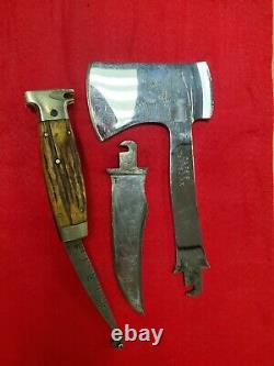 Vintage Case XX Stag Hunting Knife and Hatchet Combo with Sheath RARE