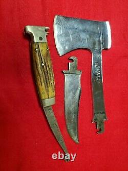 Vintage Case XX Stag Hunting Knife and Hatchet Combo with Sheath RARE