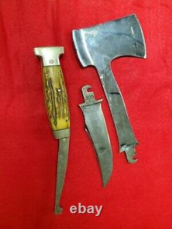 Vintage Case XX Stag Hunting Knife and Hatchet Combo with Sheath RARE