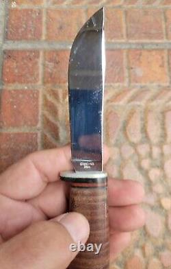 Vintage Case XX USA 1960s 366 Fixed Blade Hunting Knife Stacked Leather Handle