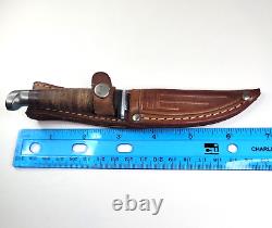 Vintage Case XX USA 323-3 1/4 Fixed Blade Hunting Knife withSheath Glossy Blade