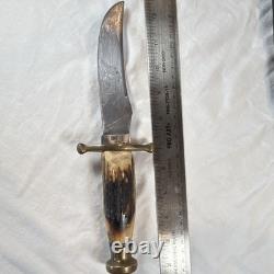Vintage Case XX USA Fixed Blade Hunting Knife Stag Handle Leather Sheath