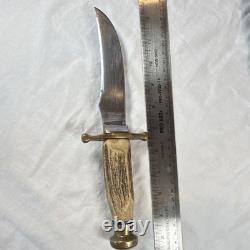 Vintage Case XX USA Fixed Blade Hunting Knife Stag Handle Leather Sheath