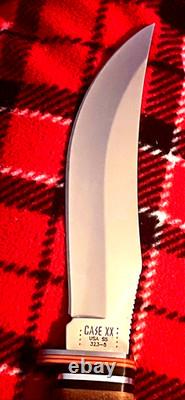 Vintage Case XX USA SS 323-5 Fixed Blade Hunting Knife (9 Dot) & leather Sheath