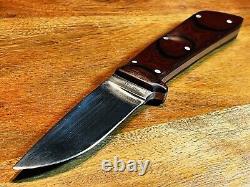 Vintage Chubby Hueske 1419 Fixed Blade Knife + Original Leather Sheath