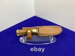 Vintage Clip Point Hunting Knife with Sheath Fixed Blade