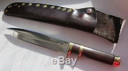 Vintage Clyde Fischer 13 Fighter subhilt knife with sheath US handmade 1970is