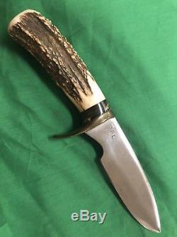 Vintage Clyde Fischer Handmade Custom stag Fixed Blade hunting knife YO Ranch