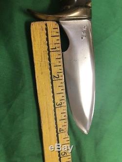 Vintage Clyde Fischer Handmade Custom stag Fixed Blade hunting knife YO Ranch