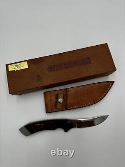 Vintage Collectible Custom Barminski Fixed Blasde Knife For Hunting Leather