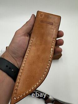 Vintage Collectible Custom Barminski Fixed Blasde Knife For Hunting Leather