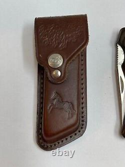 Vintage Colt CT16 Folding Lockback Knife Leather Sheath Hunting Japan