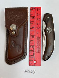 Vintage Colt CT16 Folding Lockback Knife Leather Sheath Hunting Japan