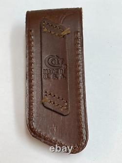 Vintage Colt CT16 Folding Lockback Knife Leather Sheath Hunting Japan