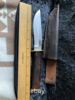 Vintage Custom Alfred Tegethoff Hunting Knife with Maker's Handmade Sheath
