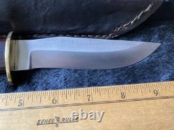 Vintage Custom Alfred Tegethoff Hunting Knife with Maker's Handmade Sheath