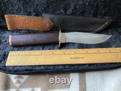 Vintage Custom Alfred Tegethoff Hunting Knife with Maker's Handmade Sheath