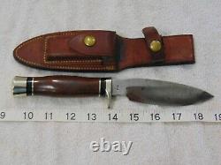 Vintage Custom RALPH BONE Fixed Blade Hunting Knife & JOHNSON'S LEATHER SHEATH