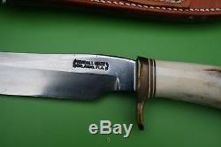 Vintage Custom RANDALL 3-7 STAG Hunting Bowie Knife w Leather Sheath & Compass