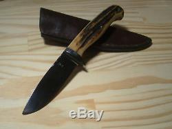 Vintage Custom Steve Brooks Loveless Style Stag Drop Point Hunting Knife