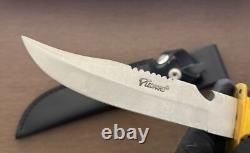 Vintage Dagger Knife Fixed Leopard Wood Handle Leather Sheath Hunting France Men