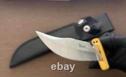 Vintage Dagger Knife Fixed Leopard Wood Handle Leather Sheath Hunting France Men