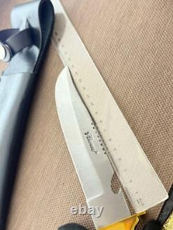 Vintage Dagger Knife Fixed Leopard Wood Handle Leather Sheath Hunting France Men