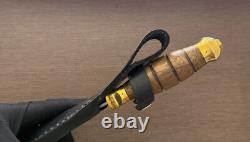 Vintage Dagger Knife Fixed Leopard Wood Handle Leather Sheath Hunting France Men
