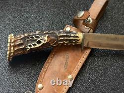 Vintage Dagger Knife Fixed Soligen Handmade Handle Engraved Germany Sheath Blade