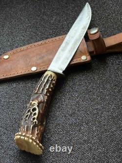 Vintage Dagger Knife Fixed Soligen Handmade Handle Engraved Germany Sheath Blade