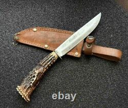 Vintage Dagger Knife Fixed Soligen Handmade Handle Engraved Germany Sheath Blade