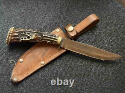 Vintage Dagger Knife Fixed Soligen Handmade Handle Engraved Germany Sheath Blade