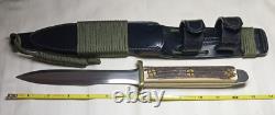 Vintage EK Commando World War Knife withStag Handle and EK Leather Sheath