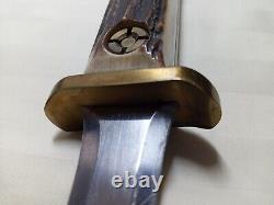 Vintage EK Commando World War Knife withStag Handle and EK Leather Sheath