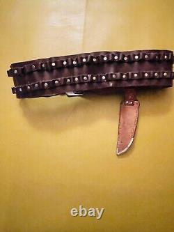 Vintage ERN SOLINGEN Germany Fixed Blade Hunting Knife Sheath Leather Belt Crown