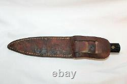 Vintage Early Kinfolks USA Knife Fixed Blade Hunting Fishing Stacked Sheath