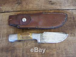 Vintage Early Ruana Handmade Hunting Knife & Sheath M Stamped