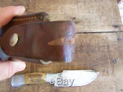 Vintage Early Ruana Handmade Hunting Knife & Sheath M Stamped