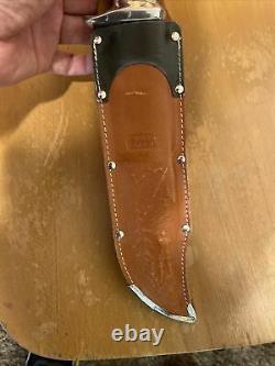 Vintage Edge Brand #469 Germany Stag Bowie Hunting Knife With Scabbard