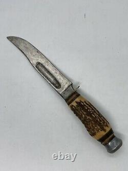 Vintage Edge Brand Solingen Germany Model 457 Stag Handle Hunting Knife Rare T1