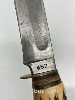 Vintage Edge Brand Solingen Germany Model 457 Stag Handle Hunting Knife Rare T1