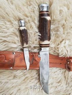 Vintage Edge Mark 483 Hunting Knife Set Solingen Germany Matched Pair UNIQUE