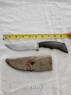 Vintage Engraved Gary Day Fixed-Blade Skinner Knife Horn Handle