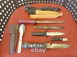 Vintage Fighting Survival, knives lot all pre owned E4