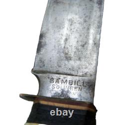Vintage Fixed Blade, Gambill Solinger, Stag Handle, Made In Germany