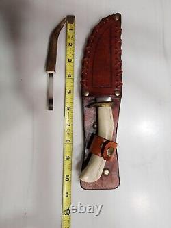 Vintage Fixed Blade Hunting Knife & Case, by MORK, c 1980'S, Free Shipping