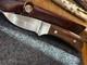 Vintage Fixed Blade Hunting Knife Handmade In The USA With Rigid Burgundy Sheath